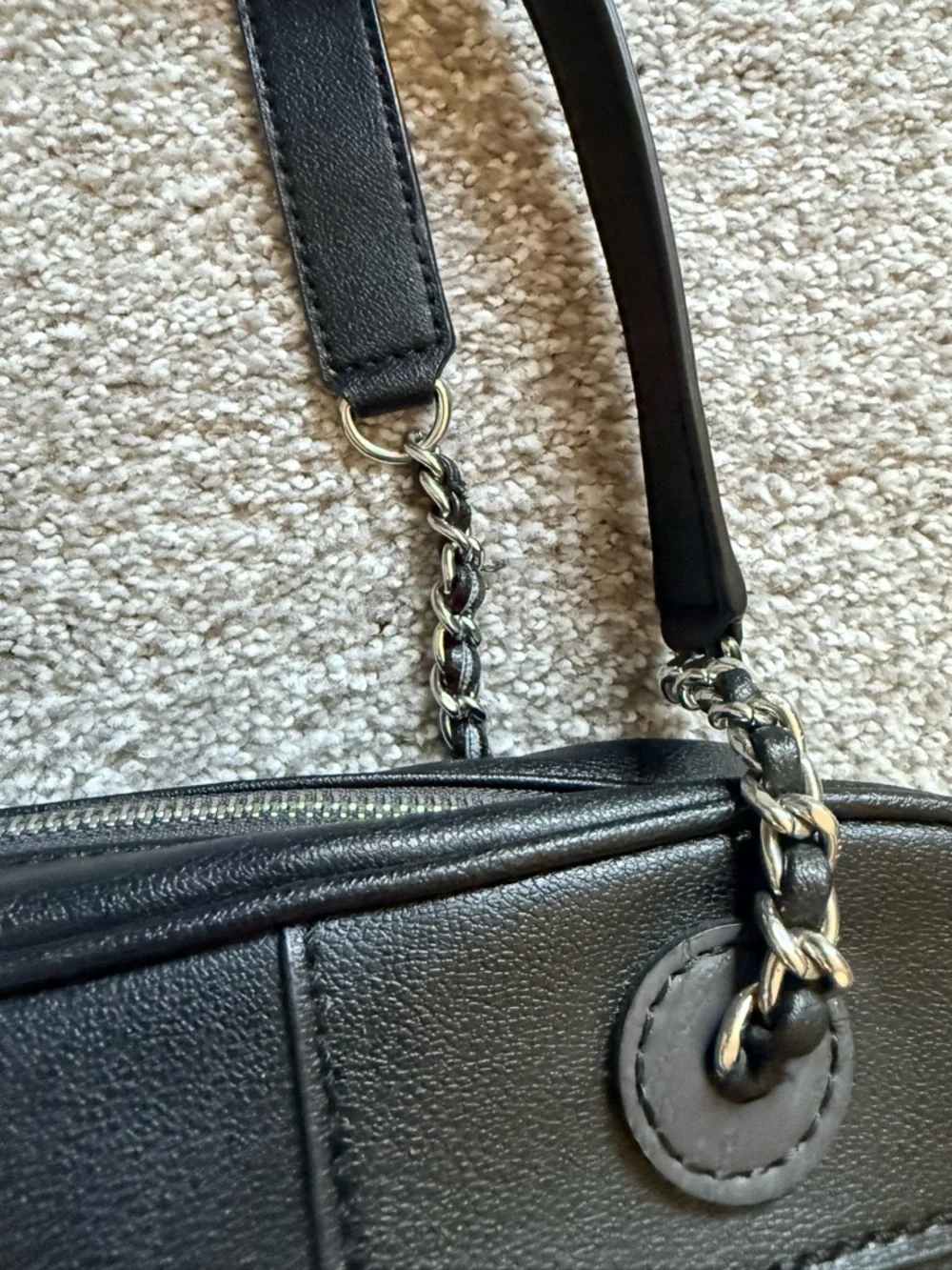 GUESS Disco Queen Black Studded Shoulder Bag with Chain Straps - Picture 6 of 12